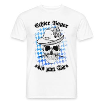 Echter Bayer - Bis zum Tod - Totenkopf - Rauten - Männer T-Shirt - Weiß - Vorne - AI Model Male 178 dark (178cm)