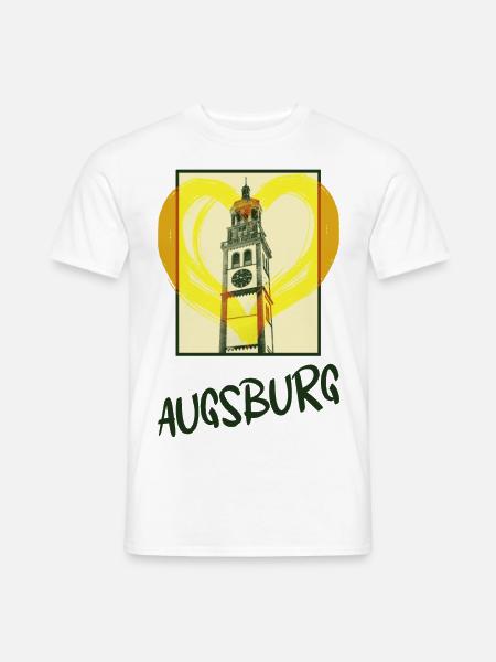 Augsburg Deutschland Stadt Skyline Herz Liebe - Männer T-Shirt - Weiß
