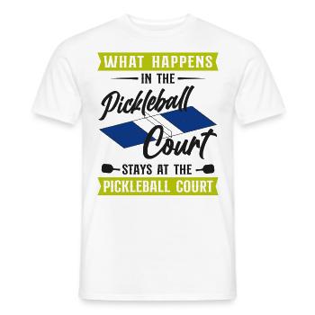 Pickleball What Happens At The - Men's T-Shirt - white - Front - AI Model Male 178 dark (178cm)