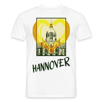 Hanovre Allemagne Ville Skyline Coeur Amour - T-shirt homme - blanc - Devant - AI Model Male 178 dark (178cm)