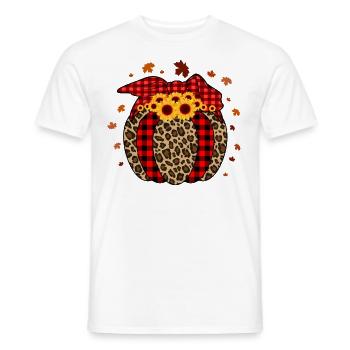 Pumpkin Pumpkin Lantern Leopard Checkered Halloween - Men's T-Shirt - white - Front - AI Model Male 178 dark (178cm)
