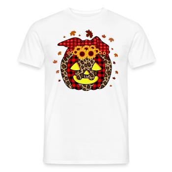 Citrouille Citrouille Lanterne Léopard à carreaux Halloween - T-shirt homme - blanc - Devant - AI Model Male 178 dark (178cm)