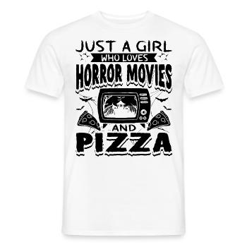 Nur Ein Mädchen, Das Horrorfilme Und Pizza Liebt - Männer T-Shirt - Weiß - Vorne - AI Model Male 178 dark (178cm)