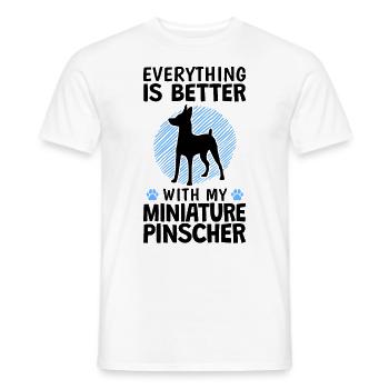 Tout est mieux avec Zwergpinscher Pinscher - T-shirt homme - blanc - Devant - AI Model Male 178 dark (178cm)