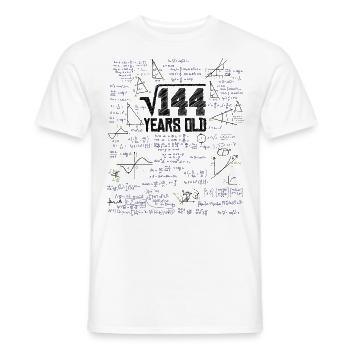 Square Root of 144 Math Nerd 12th Birthday - Men's T-Shirt - white - Front - AI Model Male 178 dark (178cm)