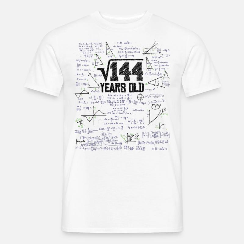 Radice quadrata di 144 Math Nerd 12 ° compleanno - T-shirt uomo - bianco