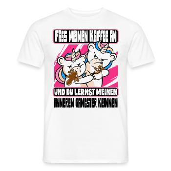 Lustig Einhorn Kaffee Kaffeetrinker Sarkastisch - Männer T-Shirt - Weiß - Vorne - AI Model Male 178 dark (178cm)