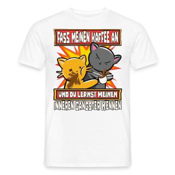 Lustig Katzen Kaffee Kaffeetrinker Sarkastisch - Männer T-Shirt - Weiß - Vorne - AI Model Male 178 dark (178cm)