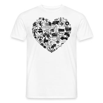 Tracteur de cœur d’agriculteur agricole - T-shirt homme - blanc - Devant - AI Model Male 178 dark (178cm)