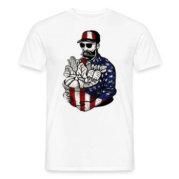 Farming Farmer American Flag Us - Men's T-Shirt - white - Front - AI Model Male 178 dark (178cm)