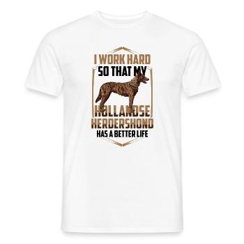 Arbeite hart für meinen Hollandse Herdershond - Männer T-Shirt - Weiß - Vorne - AI Model Male 178 dark (178cm)