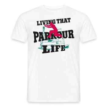 Parkour Free Running Traceur - Men's T-Shirt - white - Front - AI Model Male 178 dark (178cm)