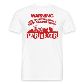 Parkour Free Running Traceur - T-shirt homme - blanc - Devant - AI Model Male 178 dark (178cm)