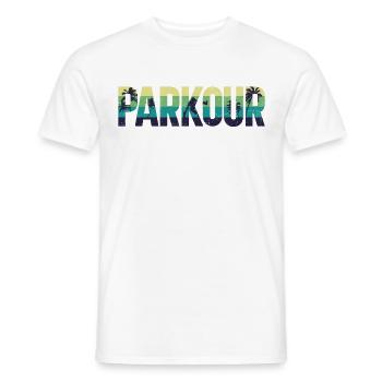 Parkour Free Running Traceur Retro - T-shirt homme - blanc - Devant - AI Model Male 178 dark (178cm)