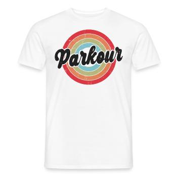 Parkour Free Running Traceur Retro - T-shirt homme - blanc - Devant - AI Model Male 178 dark (178cm)