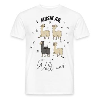 Alpaka- Design für Musiker. Musik an. Welt aus. - Männer T-Shirt - Weiß - Vorne - AI Model Male 178 dark (178cm)
