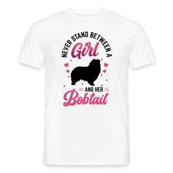 Fille avec Bobtail Old English Sheepdog - T-shirt homme - blanc - Devant - AI Model Male 178 dark (178cm)