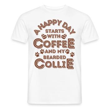 Bearded Collie Kaffee Hund Cafe - Männer T-Shirt - Weiß - Vorne - AI Model Male 178 dark (178cm)
