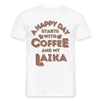 Laika Coffee Dog Cafe - Men's T-Shirt - white - Front - AI Model Male 178 dark (178cm)