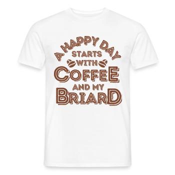 Briard Coffee Dog Cafe - Men's T-Shirt - white - Front - AI Model Male 178 dark (178cm)