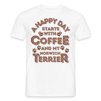 Norwich Terrier Coffee Dog Cafe - Men's T-Shirt - white - Front - AI Model Male 178 dark (178cm)