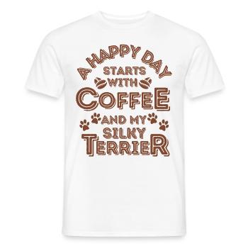 Silky Terrier Café Chien Café - T-shirt homme - blanc - Devant - AI Model Male 178 dark (178cm)