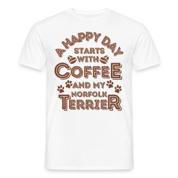 Norfolk Terrier Coffee Dog Cafe - Men's T-Shirt - white - Front - AI Model Male 178 dark (178cm)