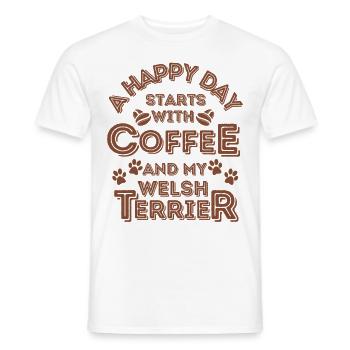 Welsh Terrier Café Dog Café - T-shirt homme - blanc - Devant - AI Model Male 178 dark (178cm)