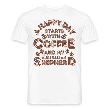 Café pour chiens de café berger australien - T-shirt homme - blanc - Devant - AI Model Male 178 dark (178cm)