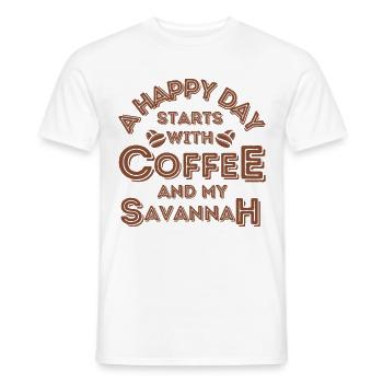 Savannah Katze Kaffee Cafe - Männer T-Shirt - Weiß - Vorne - AI Model Male 178 dark (178cm)