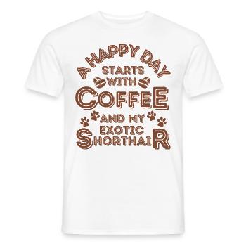Exotic Shorthair Katze Kaffee Cafe - Männer T-Shirt - Weiß - Vorne - AI Model Male 178 dark (178cm)