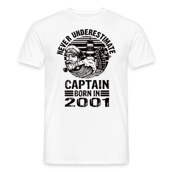Never Underestimate Captain né en 2001 - T-shirt homme - blanc - Devant - AI Model Male 178 dark (178cm)