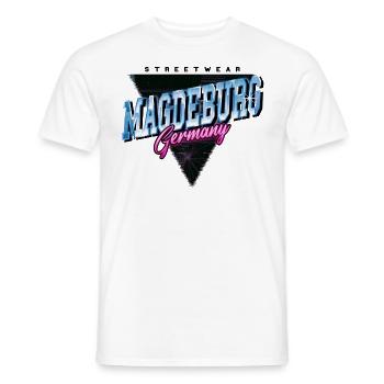 Magdeburg Deutschland Stadt Skyline Vintage Retro - Männer T-Shirt - Weiß - Vorne - AI Model Male 178 dark (178cm)