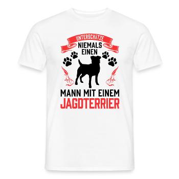 Mann mit Jagdterrier Deutscher Jagdterrier - Männer T-Shirt - Weiß - Vorne - AI Model Male 178 dark (178cm)