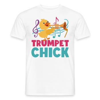 Trumpet Player Girl Chicken - Men's T-Shirt - white - Front - AI Model Male 178 dark (178cm)