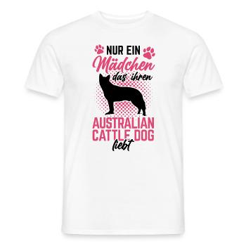 Mädchen liebt Australian Cattle Dog Treibhund - Männer T-Shirt - Weiß - Vorne - AI Model Male 178 dark (178cm)