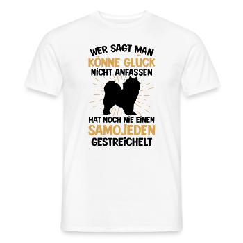 Samojede Glück anfassen Samojedenspitz - Männer T-Shirt - Weiß - Vorne - AI Model Male 178 dark (178cm)
