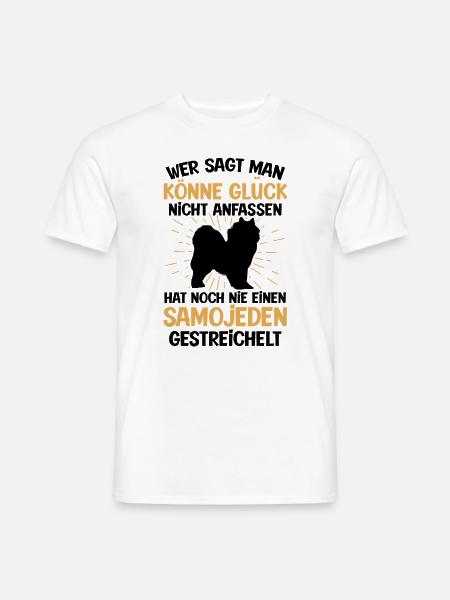 Samojede Glück anfassen Samojedenspitz - Männer T-Shirt - Weiß