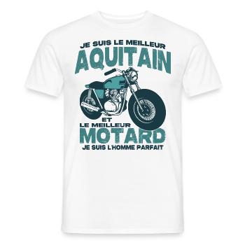 Le meilleur motard et le meilleur aquitain - T-shirt homme - blanc - Devant - AI Model Male 178 dark (178cm)