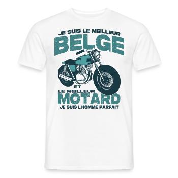 Le meilleur motard et le meilleur belge - T-shirt homme - blanc - Devant - AI Model Male 178 dark (178cm)