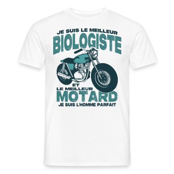 Le meilleur motard et le meilleur biologiste - T-shirt homme - blanc - Devant - AI Model Male 178 dark (178cm)