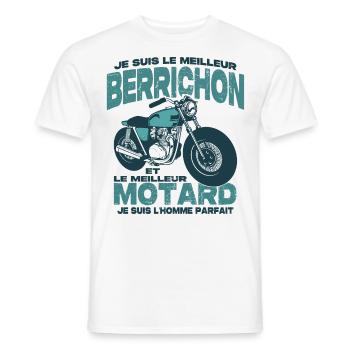 Le meilleur motard et le meilleur berrichon - T-shirt homme - blanc - Devant - AI Model Male 178 dark (178cm)