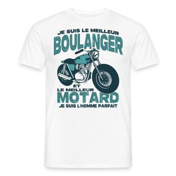Le meilleur motard et le meilleur boulanger - T-shirt homme - blanc - Devant - AI Model Male 178 dark (178cm)