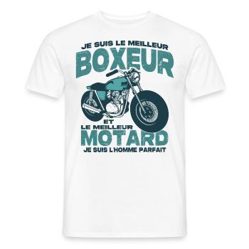 Le meilleur motard et le meilleur boxeur - T-shirt homme - blanc - Devant - AI Model Male 178 dark (178cm)
