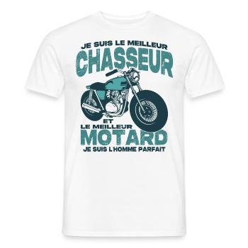 Le meilleur motard et le meilleur chasseur - T-shirt homme - blanc - Devant - AI Model Male 178 dark (178cm)