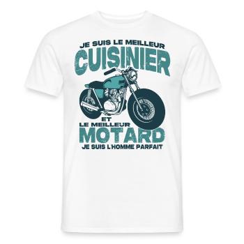 Le meilleur motard et le meilleur cuisinier - T-shirt homme - blanc - Devant - AI Model Male 178 dark (178cm)