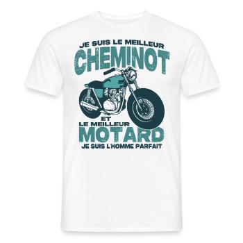 Le meilleur motard et le meilleur cheminot - T-shirt homme - blanc - Devant - AI Model Male 178 dark (178cm)