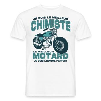 Le meilleur motard et le meilleur chimiste - T-shirt homme - blanc - Devant - AI Model Male 178 dark (178cm)