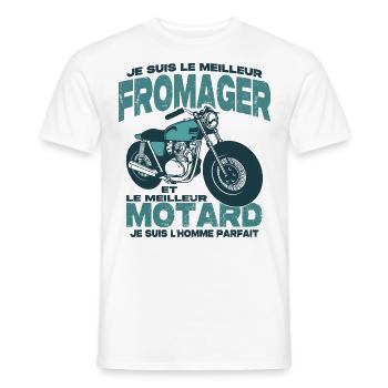 Le meilleur motard et le meilleur fromager - T-shirt homme - blanc - Devant - AI Model Male 178 dark (178cm)