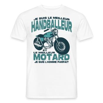 Le meilleur motard et le meilleur handballeur - T-shirt homme - blanc - Devant - AI Model Male 178 dark (178cm)